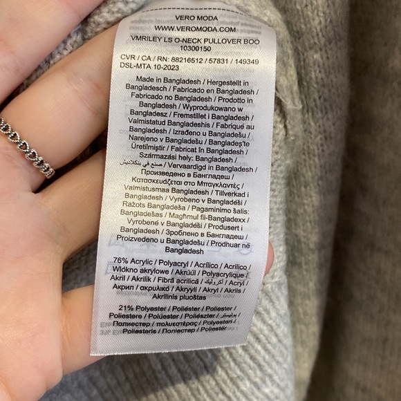 NWT Vero Moda Light Grey Riley Pullover - Picture 6 of 12